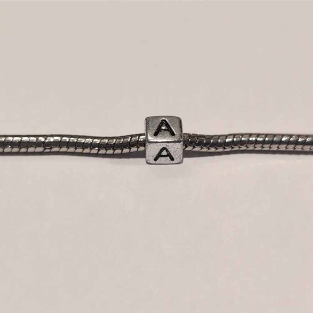 Silver A Spacer Charm for Pandora Style Bracelet